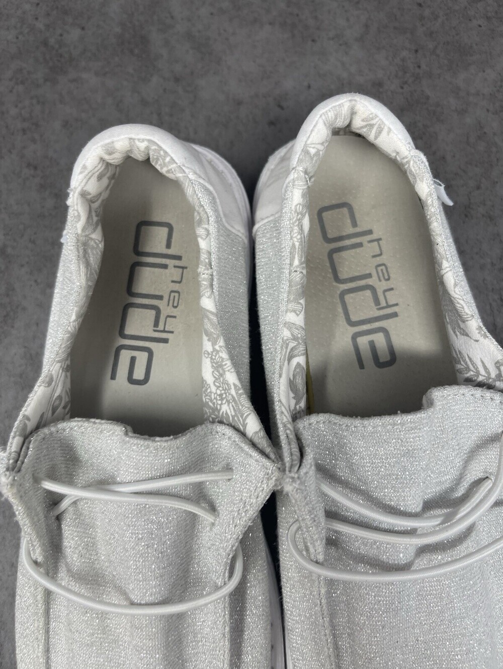 Hey Dude Wendy Sparkling White Shoes Womens Size 9 Slip On Comfort - Picture 9 of 10
